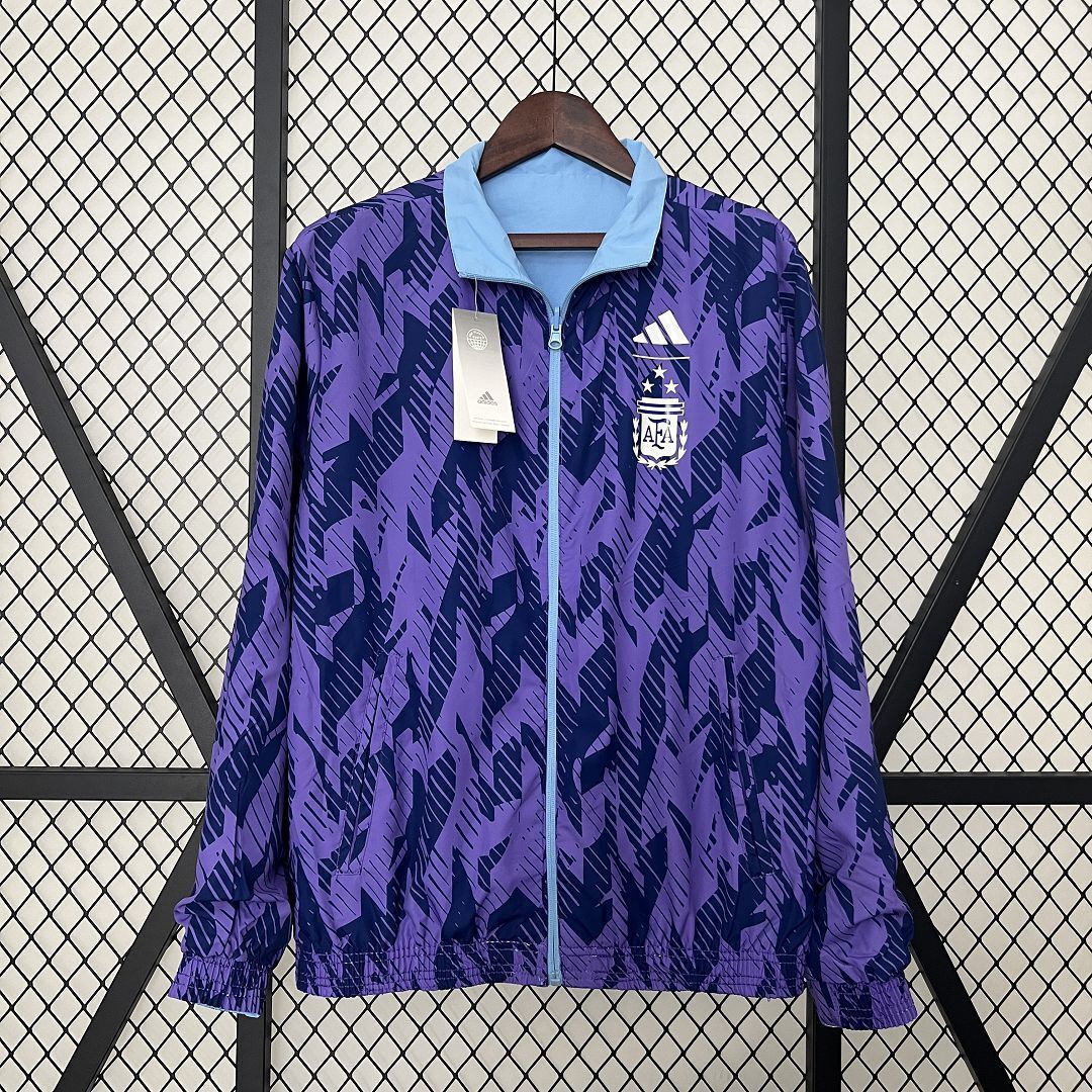 2024 Argentina Blue and Purple Reversible Windbreaker Double-Sides Jacket Football Replicas Yup 14