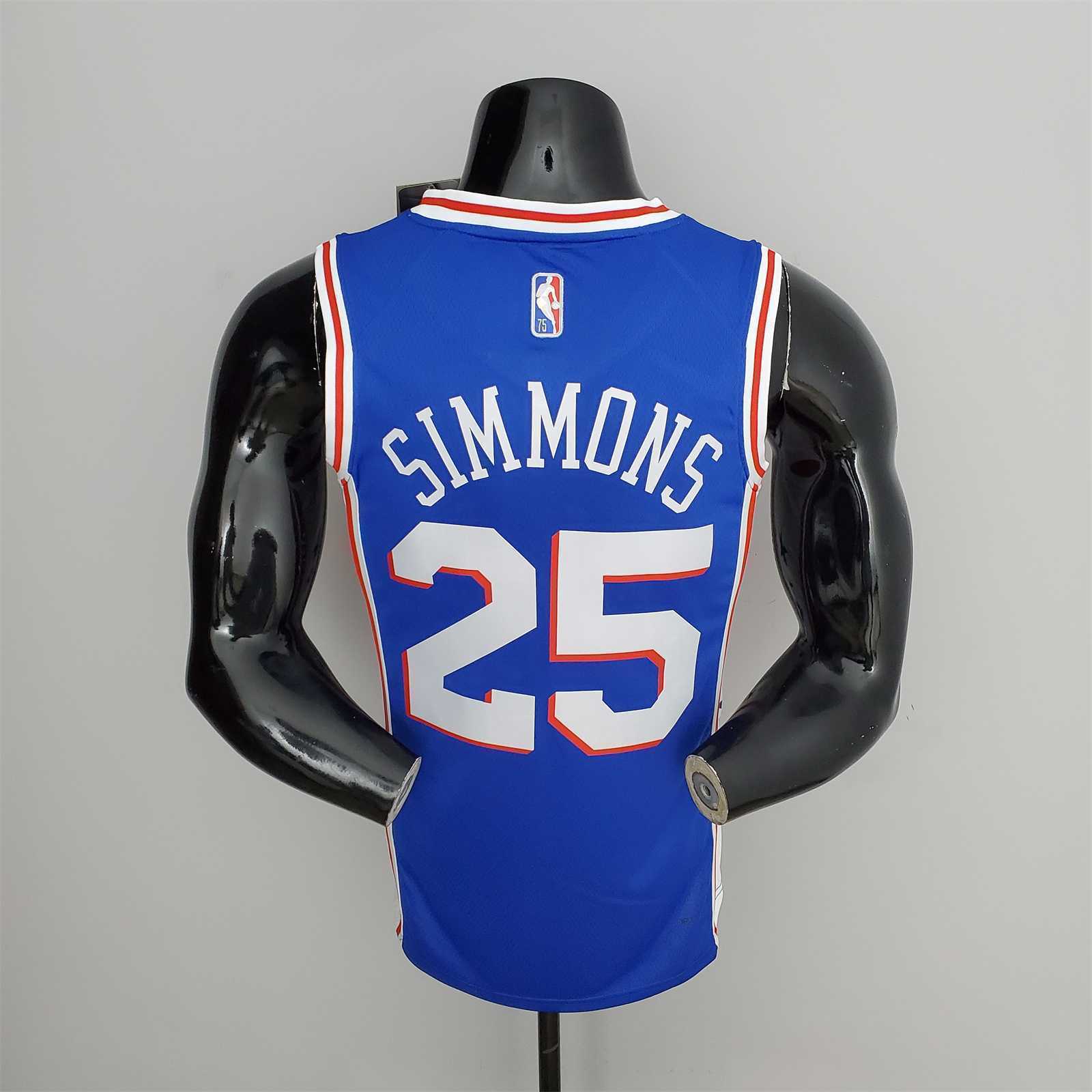 75th Anniversary Philadelphia 76ers SIMMONS#25 Blue NBA Jersey 6