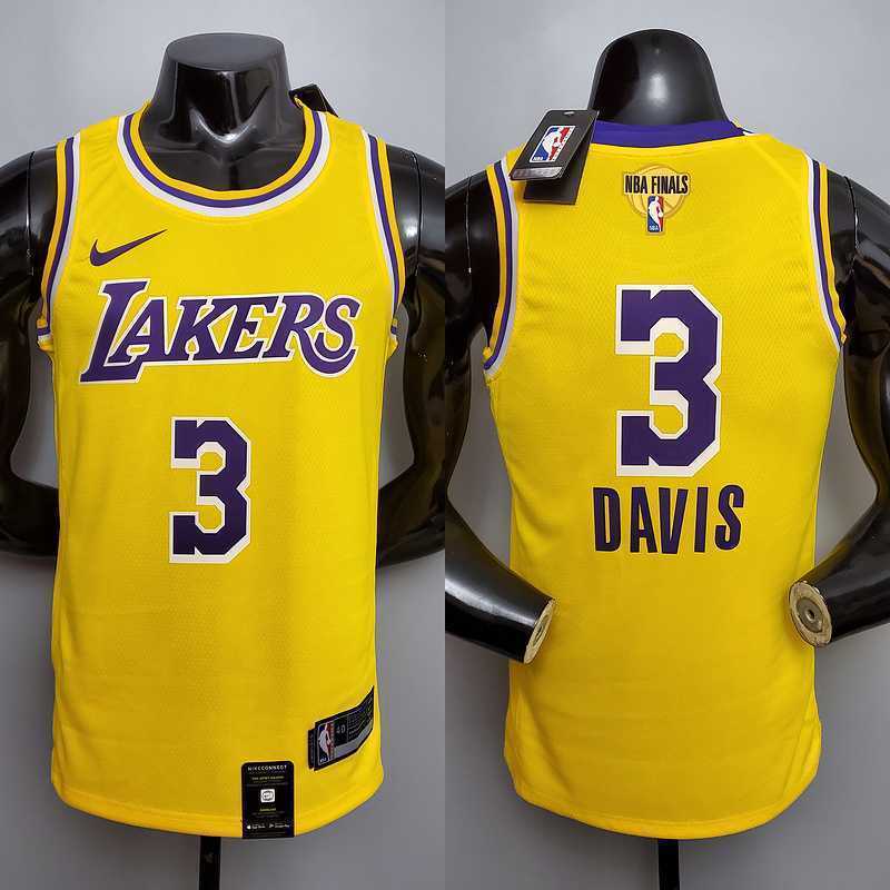 New DAVIS #3 Lakers Commemorative Edition Round neck yellow 4