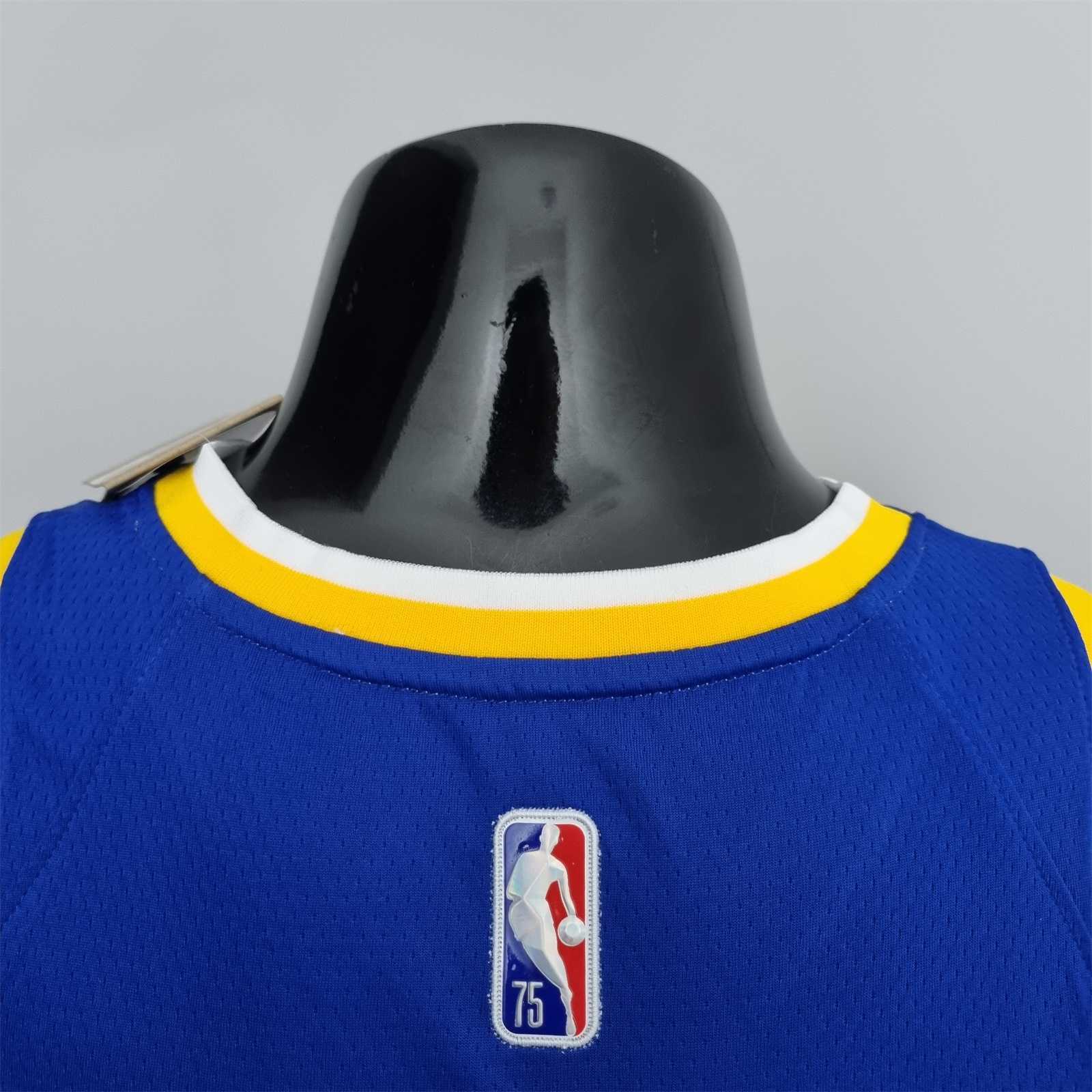 75th Anniversary Toscano#95 Golden State Warriors Mexico Exclusive Blue NBA Jersey 4