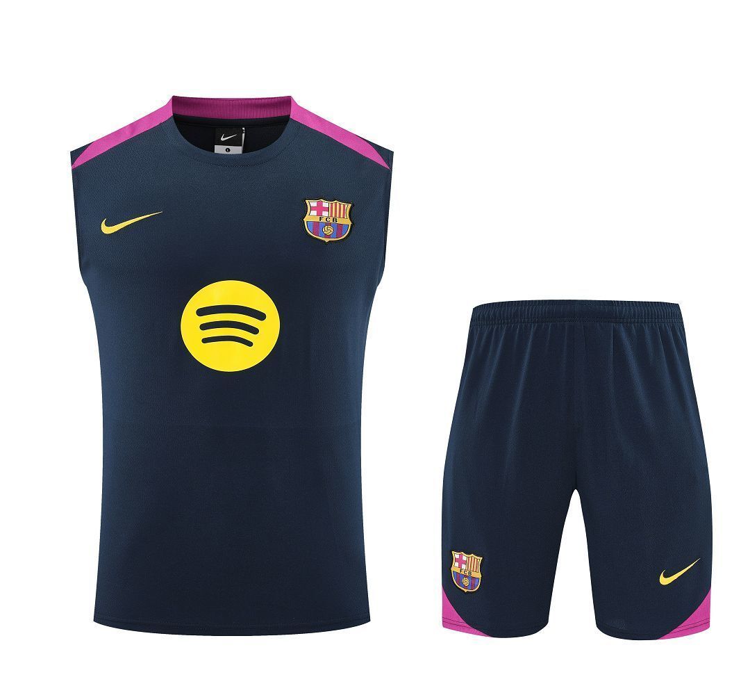 25-26 Barcelona Navy Training Kits Football Vest Suits