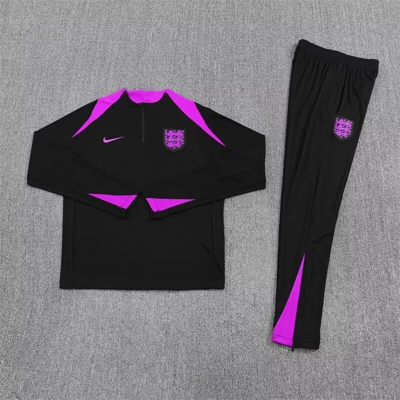 25-26 England Black Training Kits Long Football Tracksuits 2