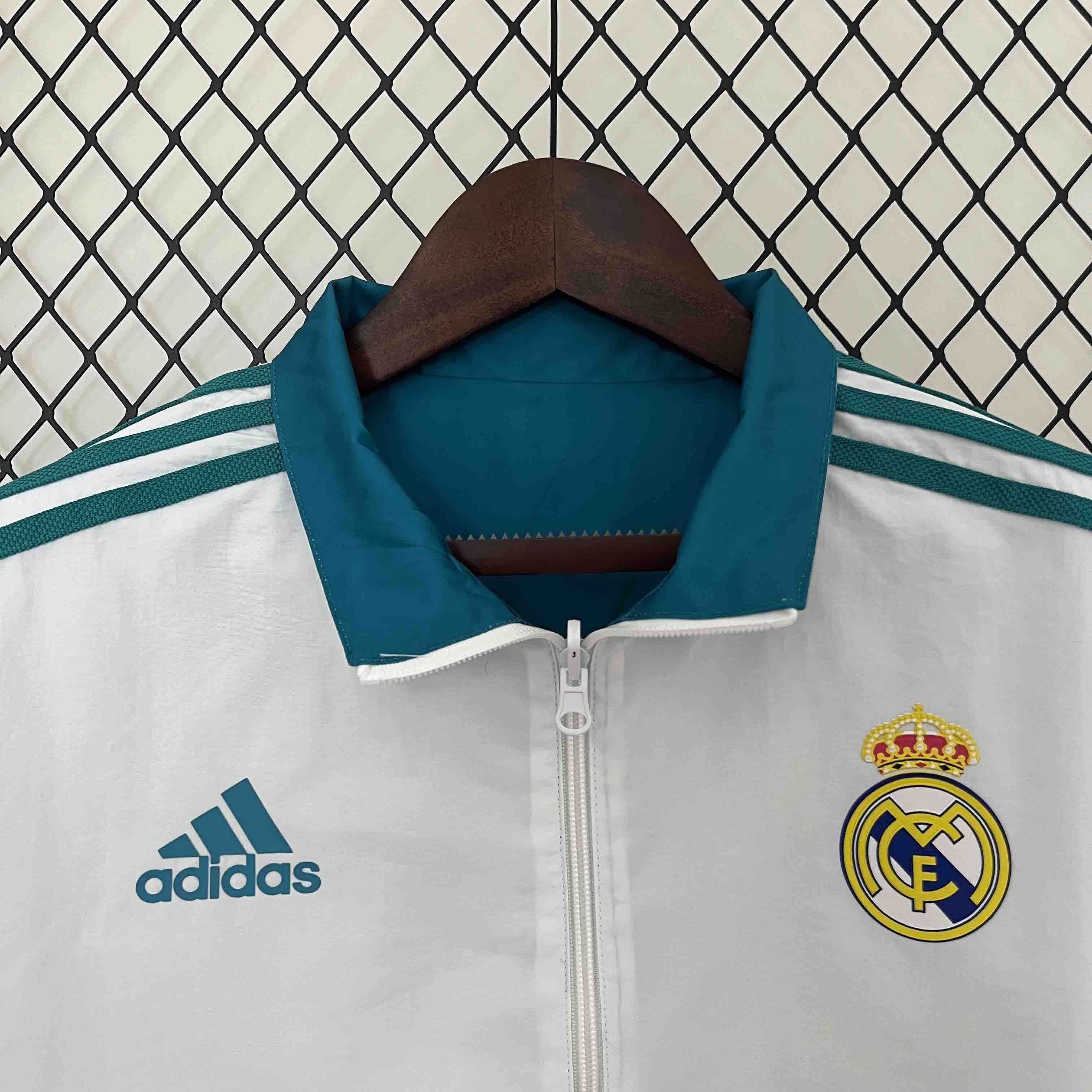 23-24 Real Madrid Trench Coat Reversible White&Blue Double-Sides Jacket AAAAJersey Yupoo 11
