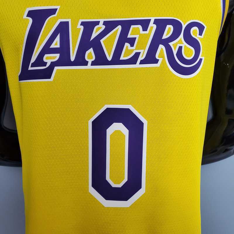 New KUZMA #0 Lakers Commemorative Edition Round neck yellow 7