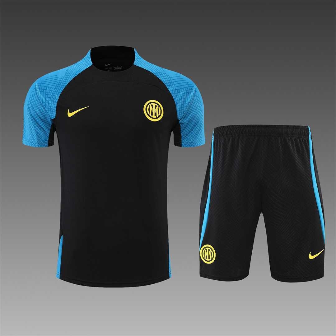 22-23 Inter Milan training suit short sleeve kit Black Blue 2