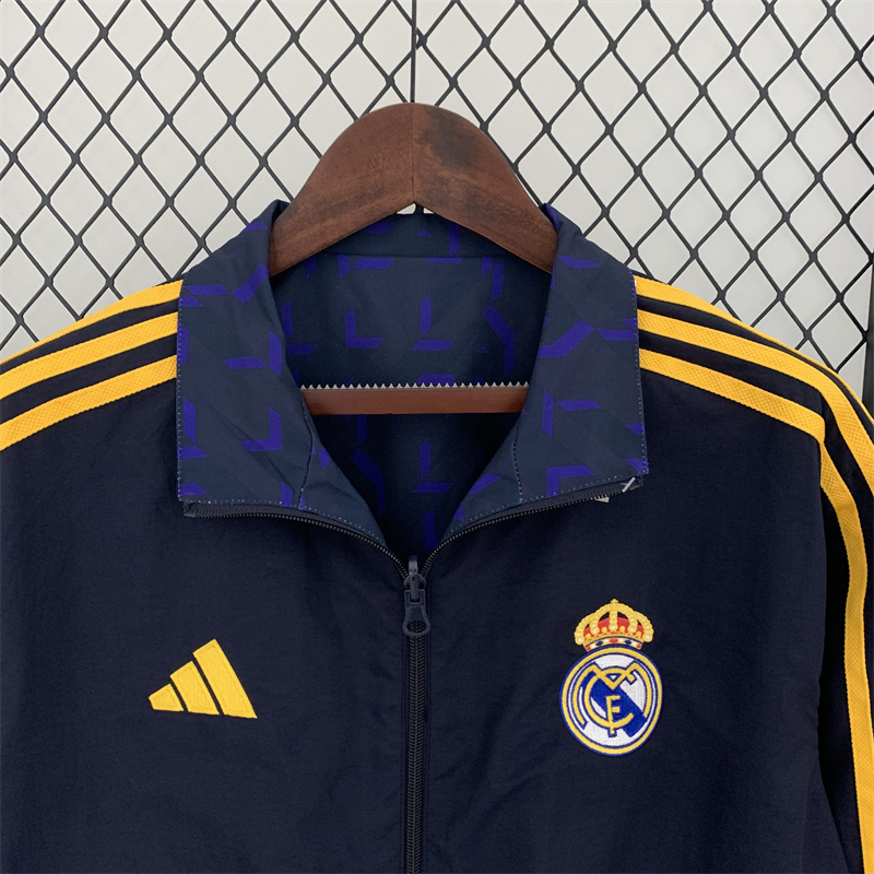 23-24 Real Madrid Trench Coat Reversible Windbreaker Navy 10