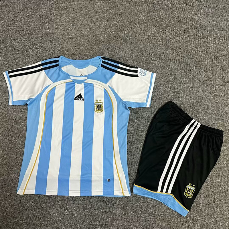 2006 Argentina Home Retro Kid Kits Youth Apparels Soccer AAAAJersey Yupoo