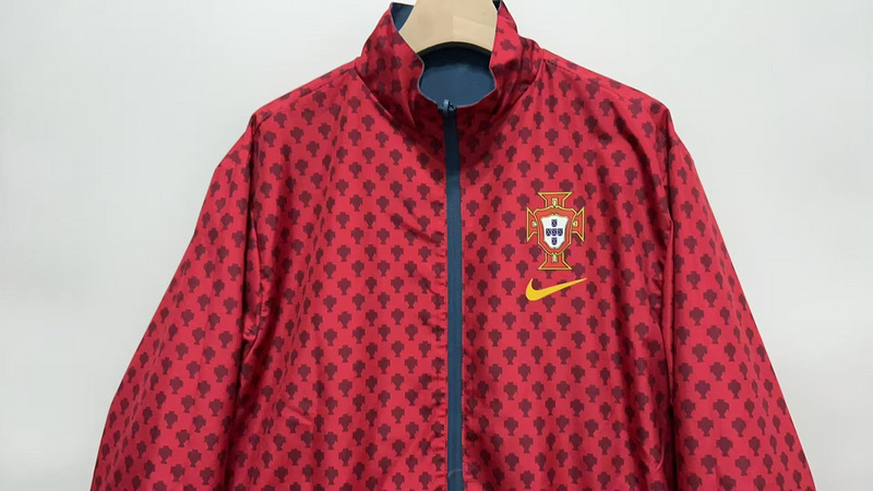 2025 Portugal Red&Blue Trench Coat Reversible Windbreaker Double-Sides Jacket 1