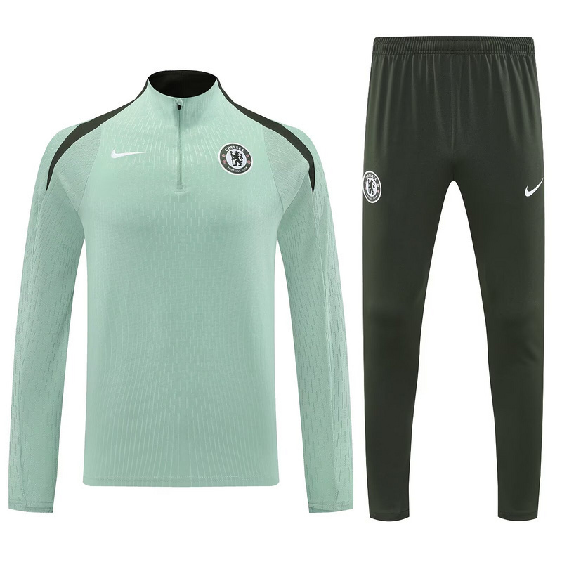 25-26 Chelsea Green Training Kits Long Football Tracksuits 3