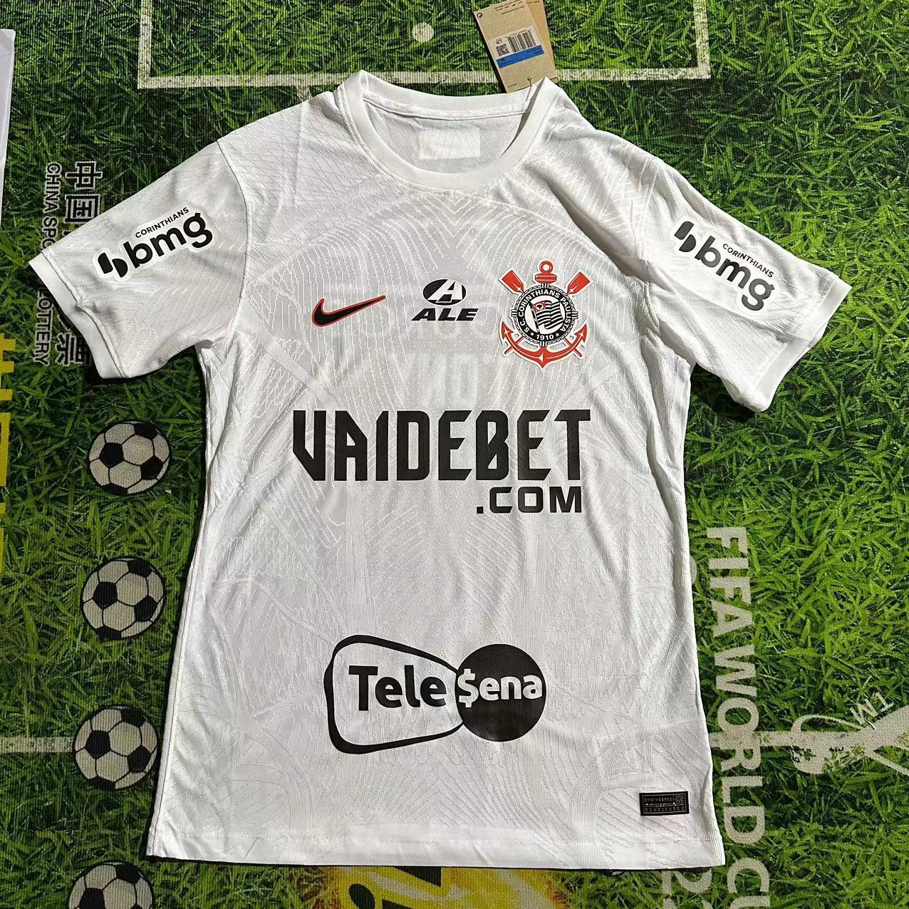 23-24 Corinthians Home Kit With All Sponsor White Shirt Soccer Jerseys For Sale 5