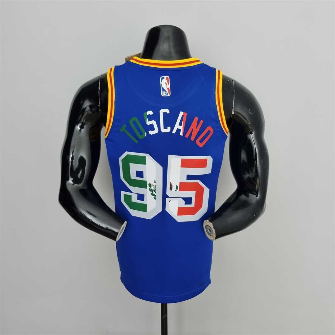 Toscano#95 Golden State Warriors Mexico Exclusive Blue NBA Jersey 4