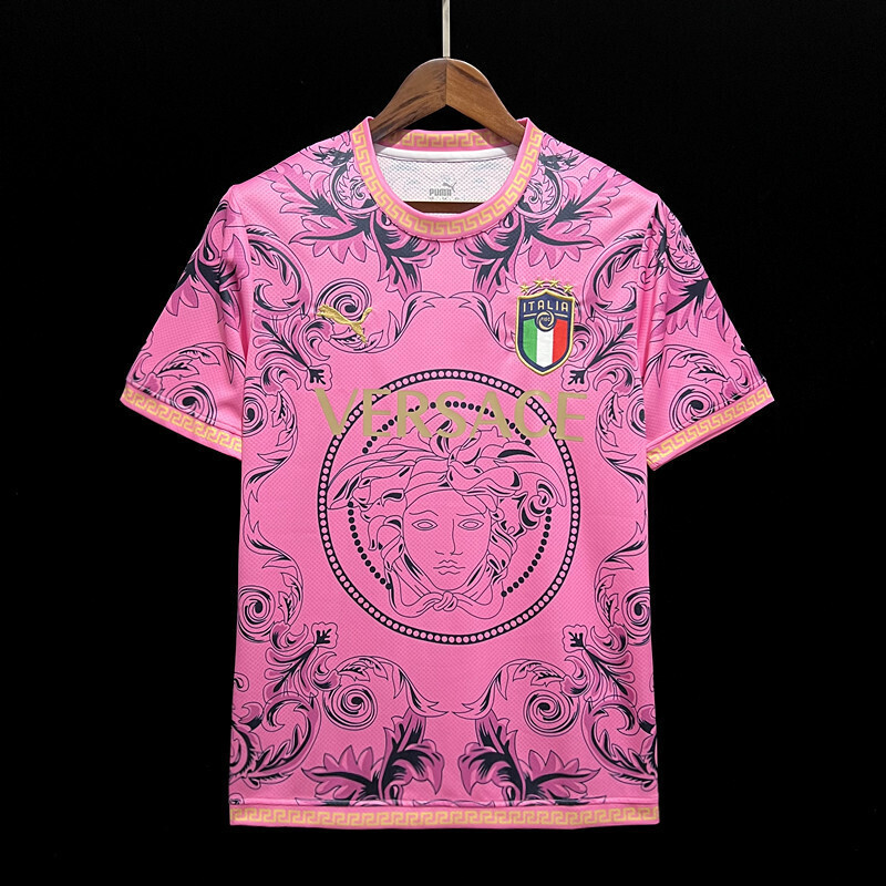 2024 Italy X Versace Pink Special Edition Kit Football T-Shirt AAAAJersey Supplier Yupoo