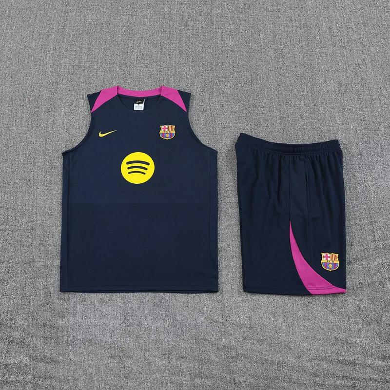 25-26 Barcelona Navy Training Kits Football Vest Suits 1