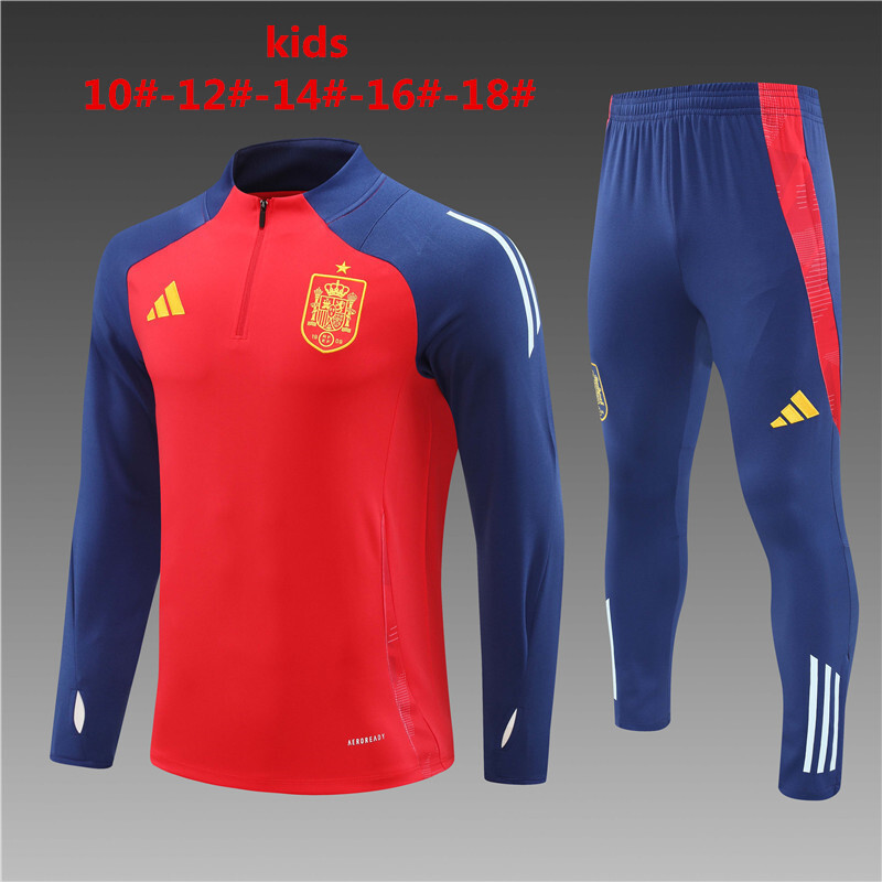2024 Spain Kids Long Sleeve Training Suit Football Shirts