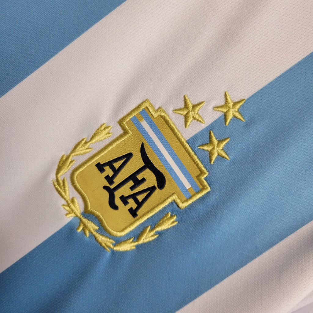 2022 Long Sleeved 3 Stars Argentina Home S-XXL Cheap Soccer Jerseys 2