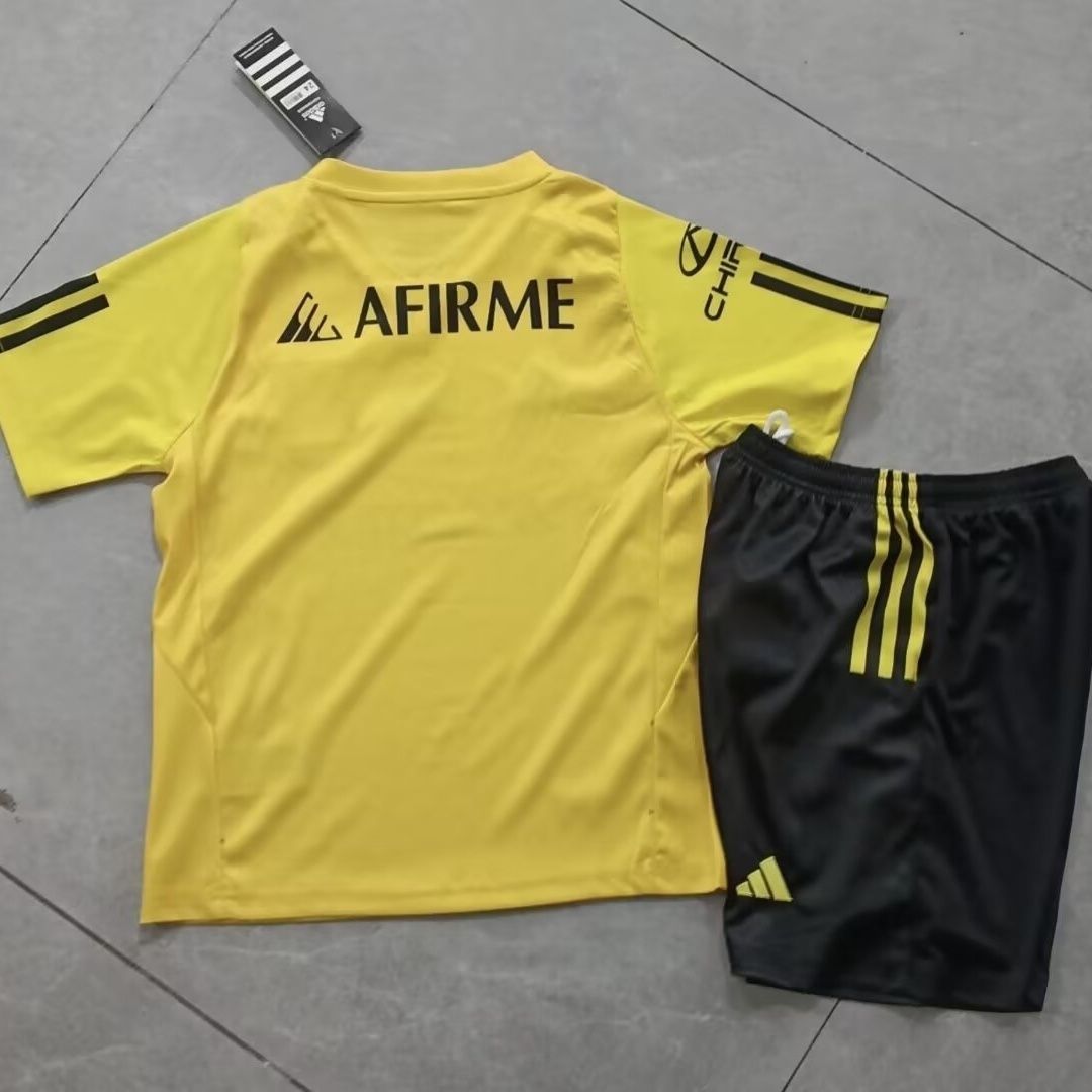 23-24 Tigres UANL Yellow Training Kids Kit Children Sets Soccer Jerseys Yupoo 1