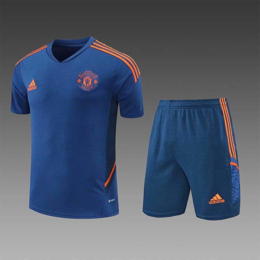 22-23 Manchester United Training Suit Short Sleeve Kit Blue 12