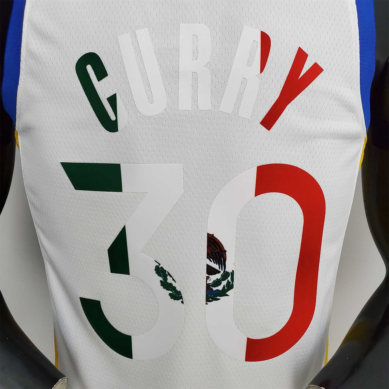 75th Anniversary Golden State Warriors Curry #30 Mexico Edition White NBA Jersey 8