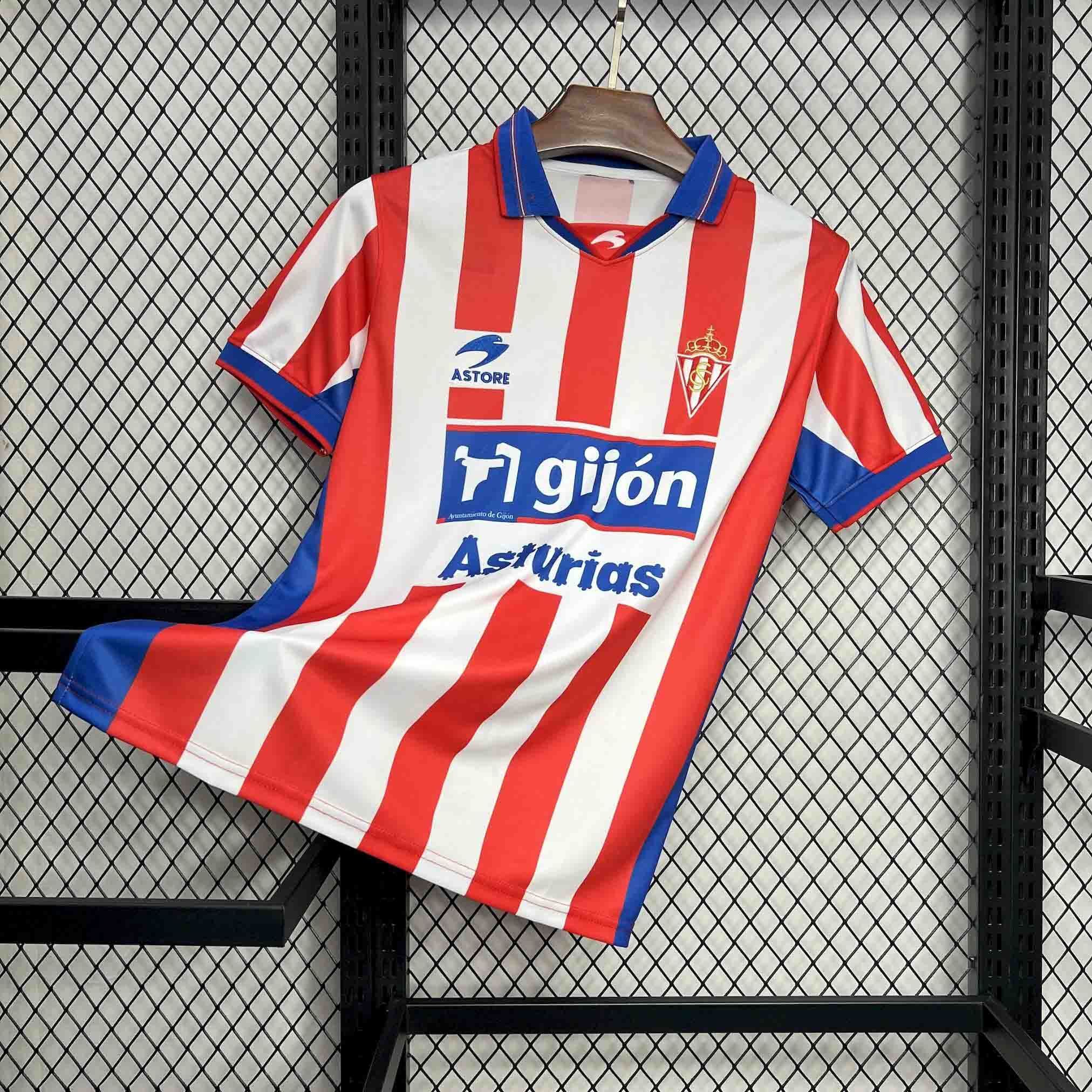 01-02 Sporting de Gijón Home Retro Kit Vintage Shirt AAAAJersey Supplier Yupoo