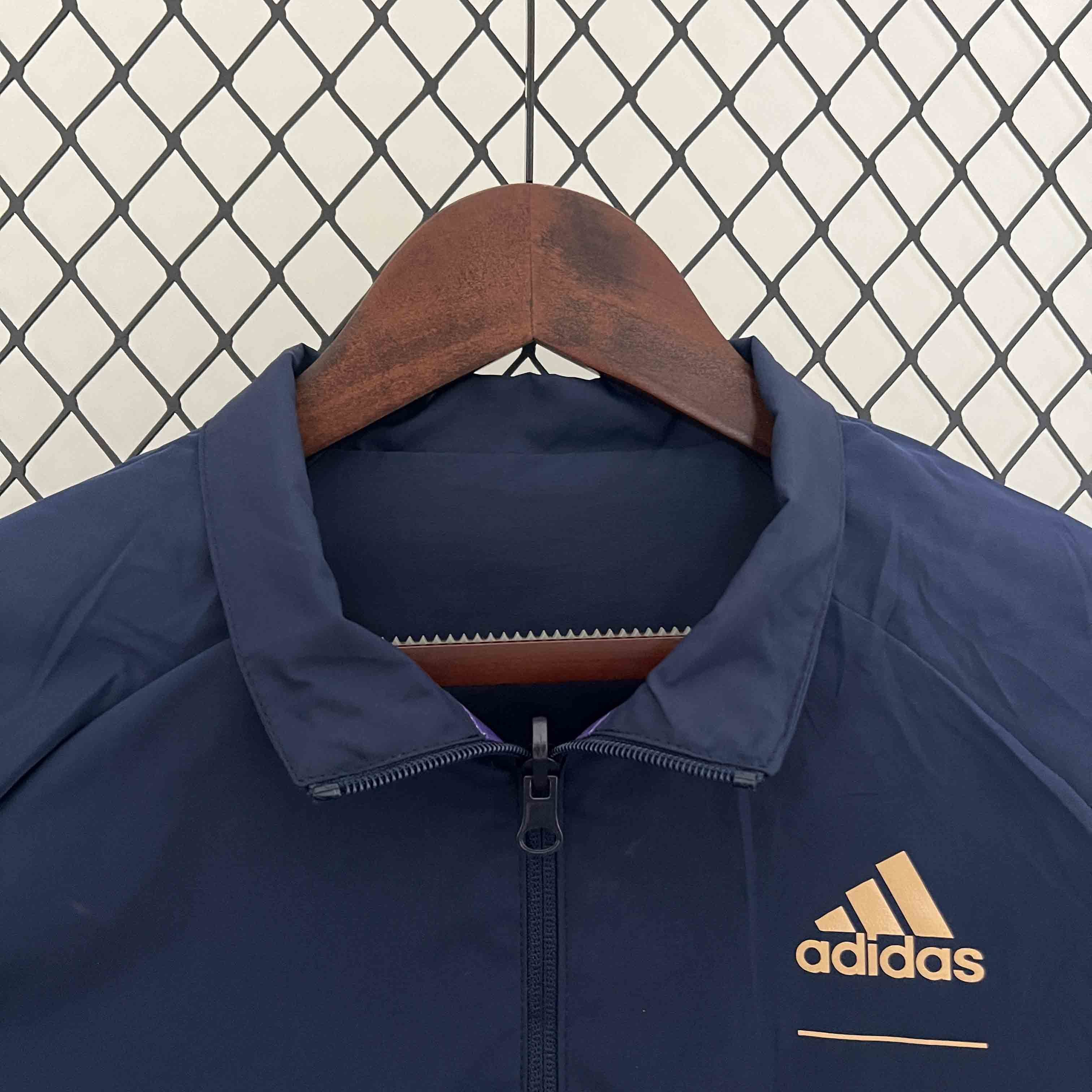 23-24 Barcelona Reversible Windbreaker purple&Navy Special Edition Style Double-Sides Jacket Yu 4
