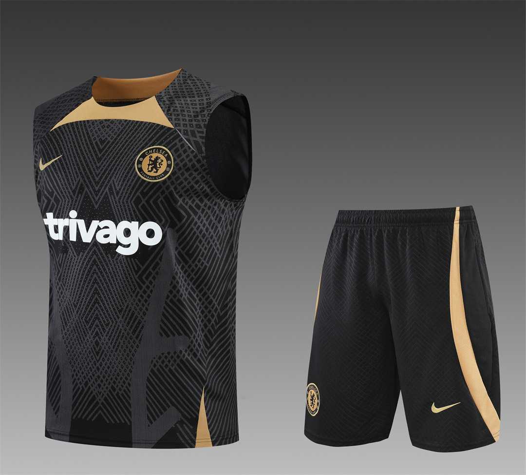 22-23 Chelsea vest training suit kit Black