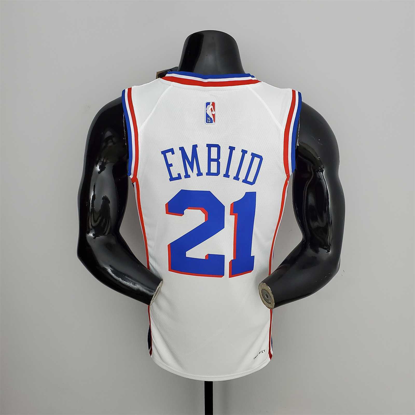 75th Anniversary Philadelphia 76ers EMBIID#21 White NBA Jersey 3