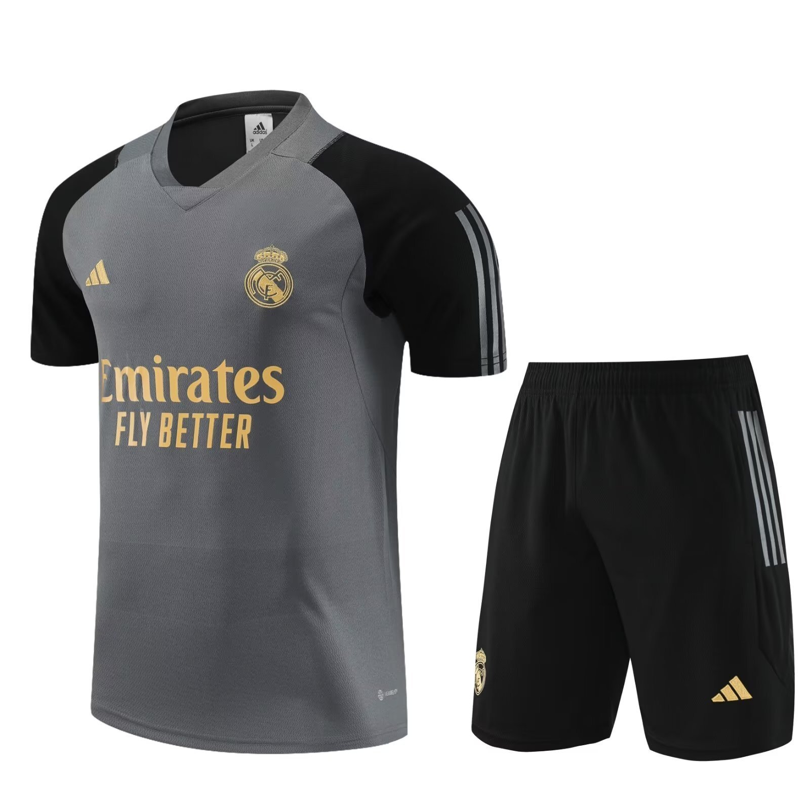 23-24 Real Madrid Traning Suits Grey Short Kits Soccer Jerseys Yupoo