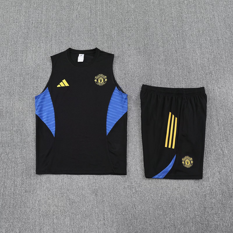 25-26 Manchester United Black&Blue Training Kits Football Vest Suits 1