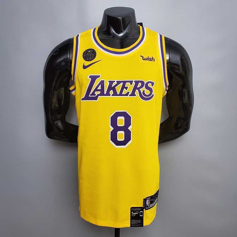 Bryant #8 Lakers Commemorative Edition Round neck yellow