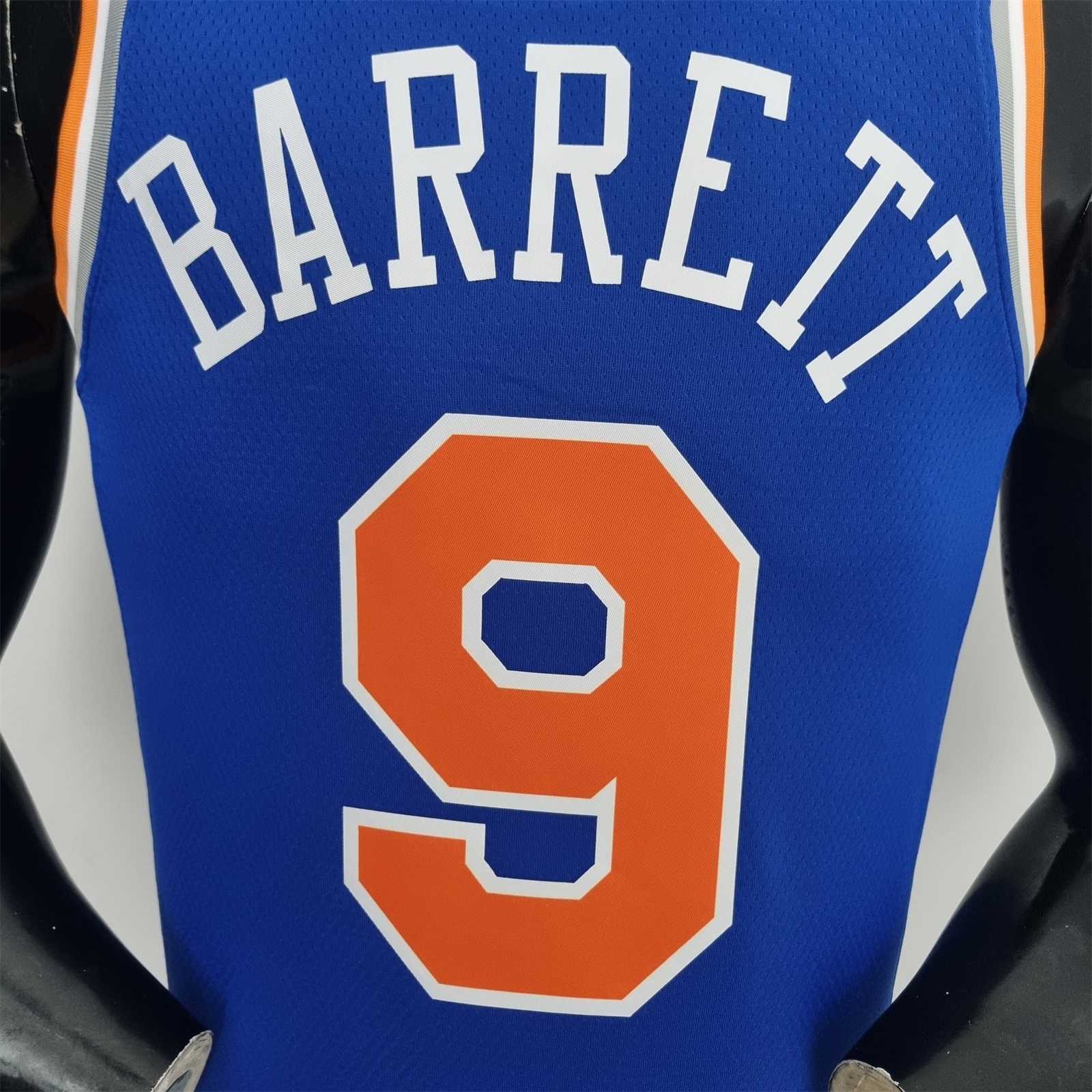 75th Anniversary Barrett #9 New York Knicks Blue NBA Jersey 7