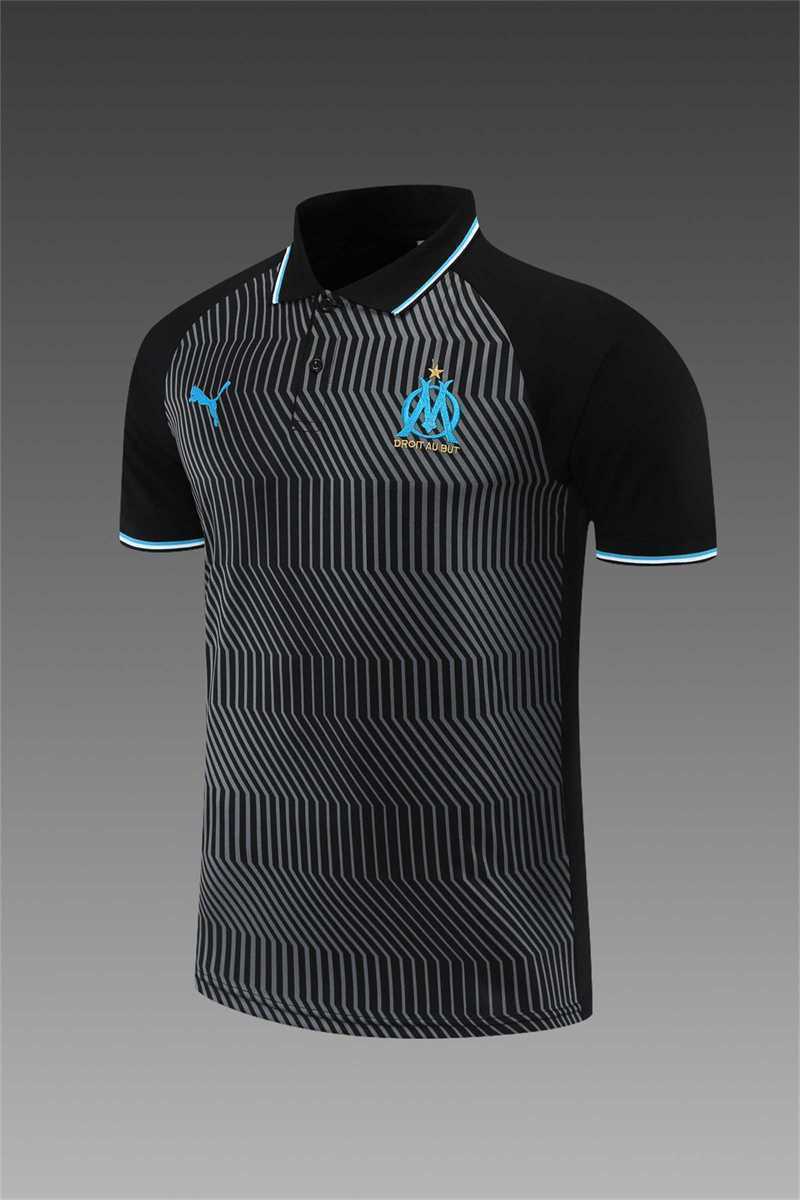 Polo Marseille black with grey-stripe 17