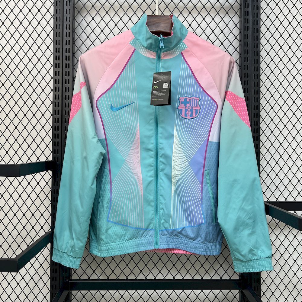 25-26 Barcelona Pink&Blue Windbreaker Double-Sided Jackets AAAAJersey Dropship Yupoo 1