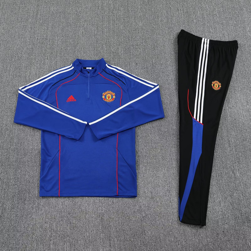 25-26 Manchester United Blue Training Kits Long Football Tracksuits 1