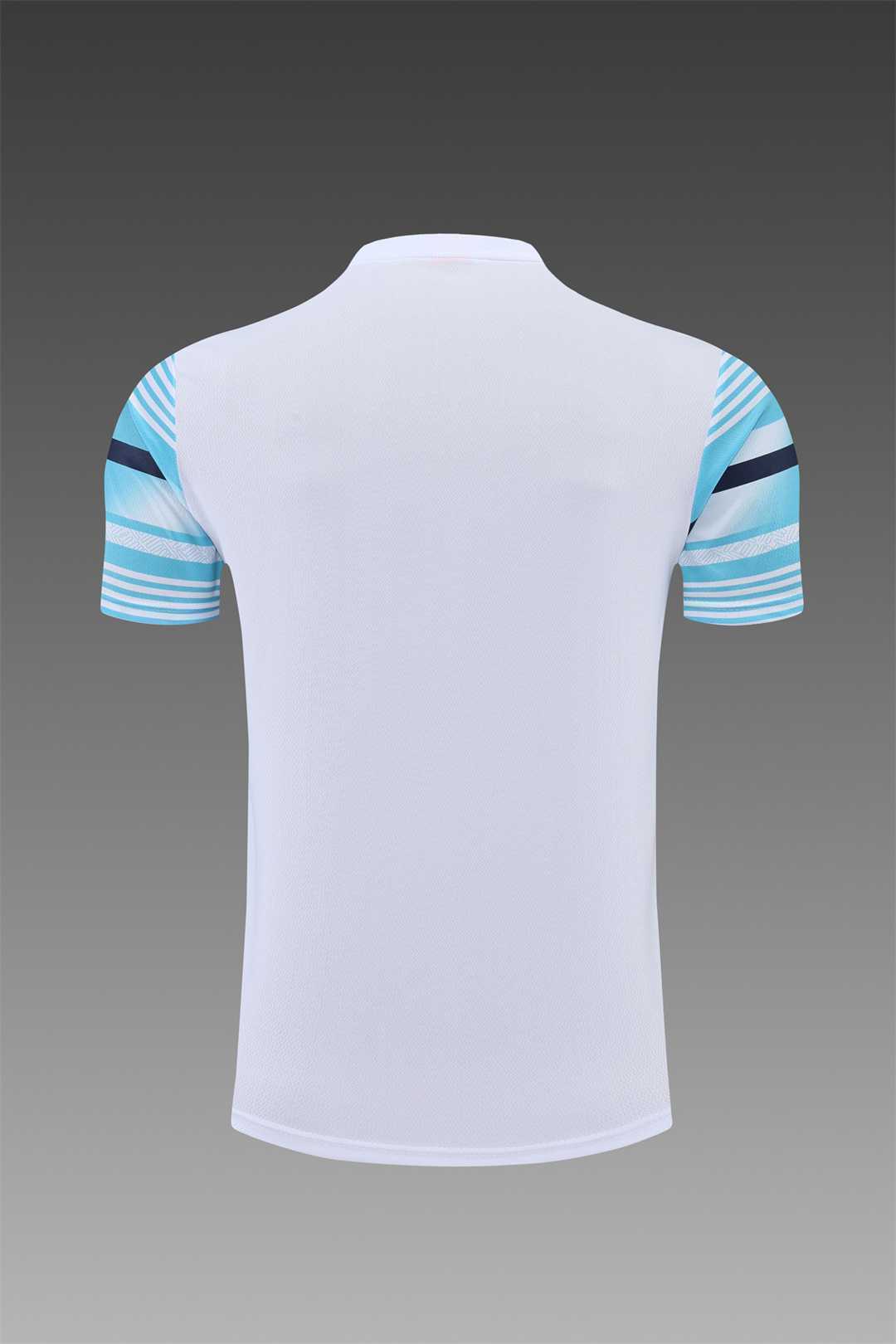 22-23 Manchester City Training Wear Short Sleeve Kit White and Blue Colorblock 3