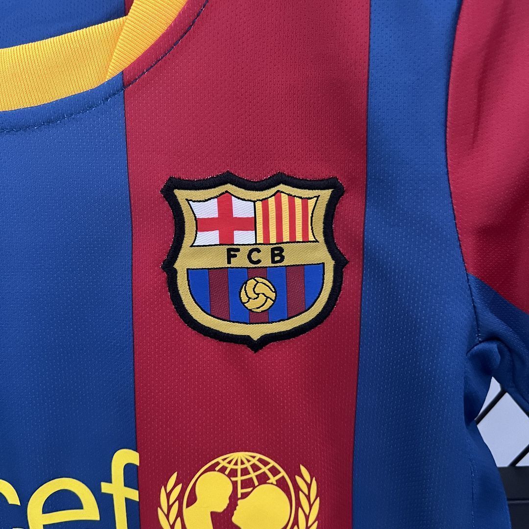 10-11 Barcelona Home Retro Kids Kit Size-16-28 Football Jersey Yupoo 12