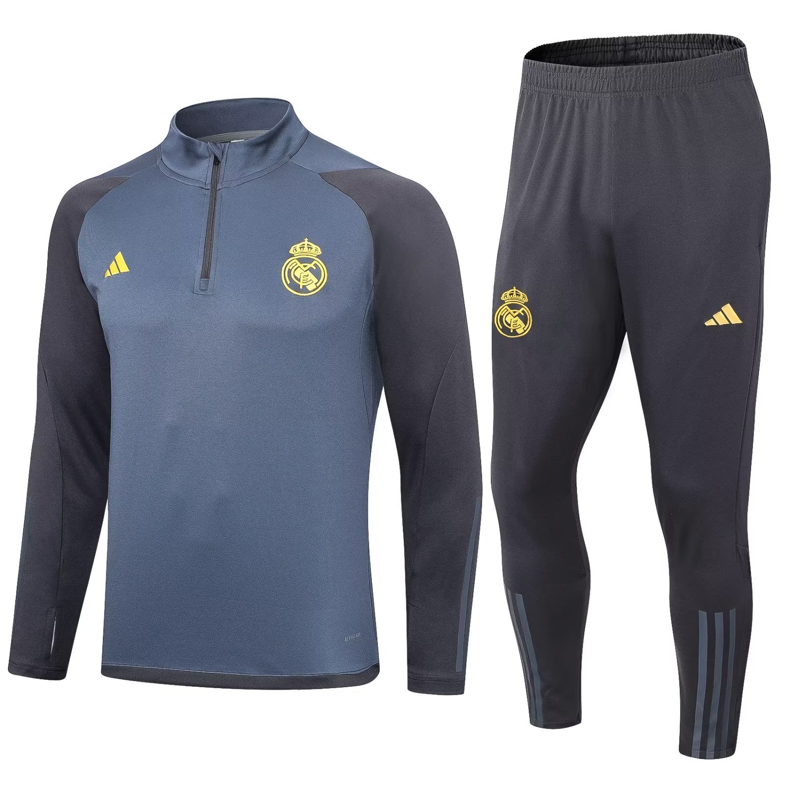 23-24 Real Madrid Long Sleeve Navy Kits Training Suits Soccer Jerseys Yupoo