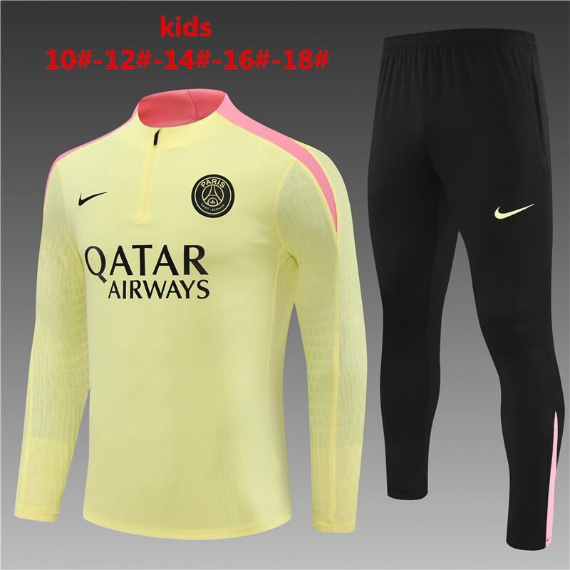 24-25 PSG Kids Player Long Sleeve Training Suit Football Shirts