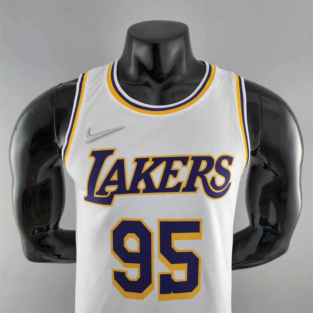 75th Anniversary TOSCANO #95 Los Angeles Lakers White NBA Jersey 5