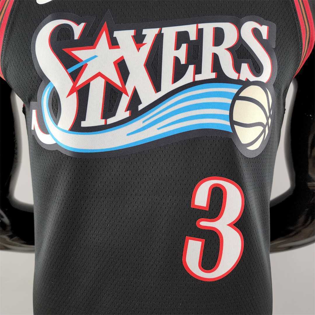 Retro Philadelphia 76ers Iverson #3 big meteor black NBA Jersey 8