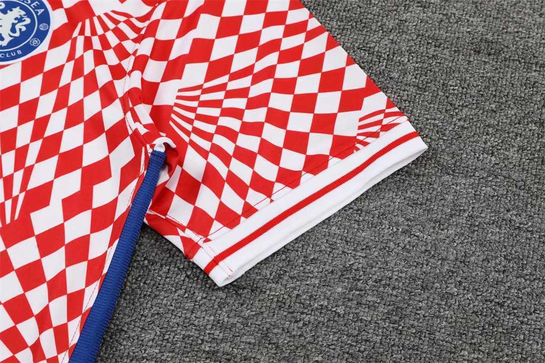 22-23 Chelsea Training Suit Short Sleeve Kit Red and White 12
