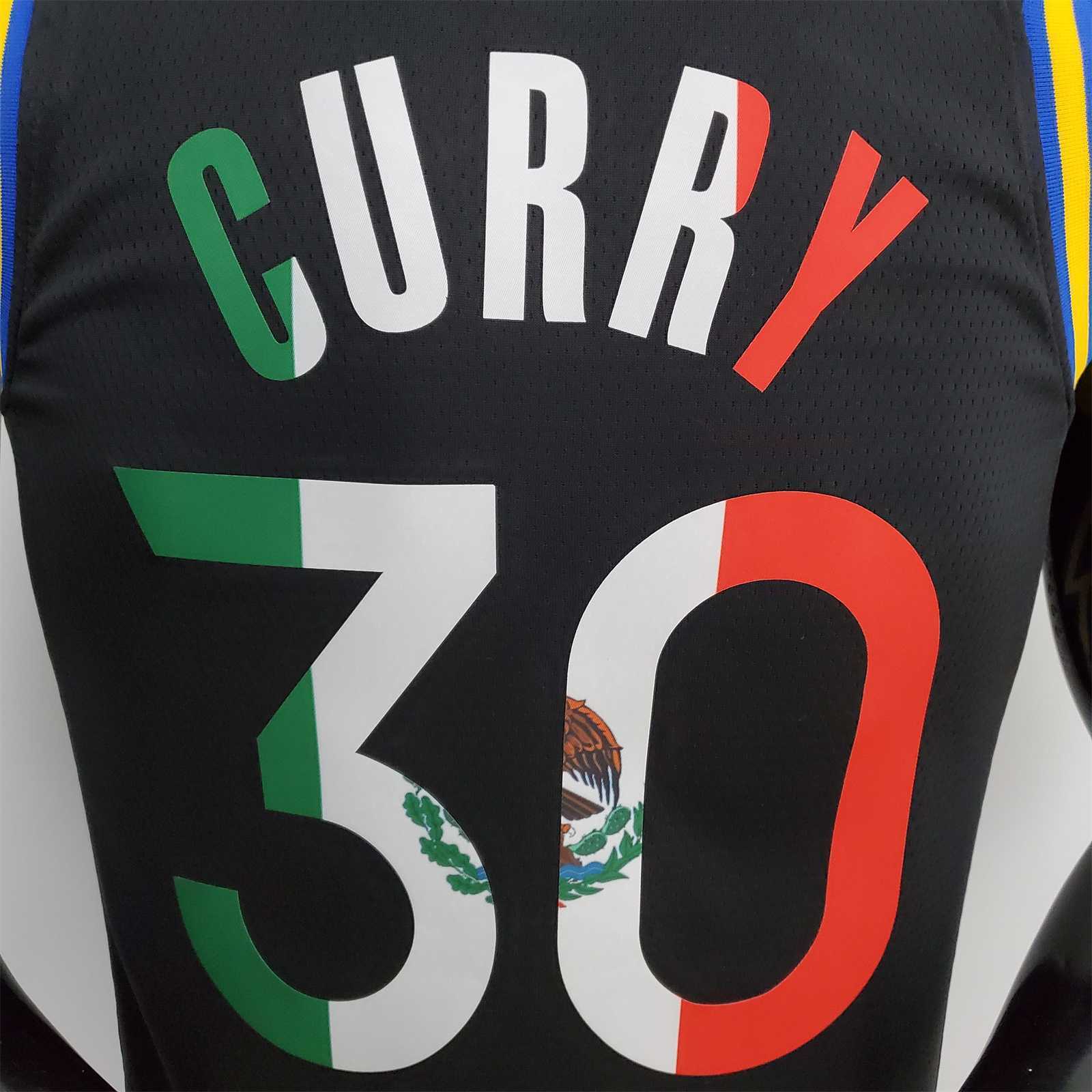 2022 75th Anniversary Golden State Warriors Curry #30 Mexico Edition Black NBA Jersey 8