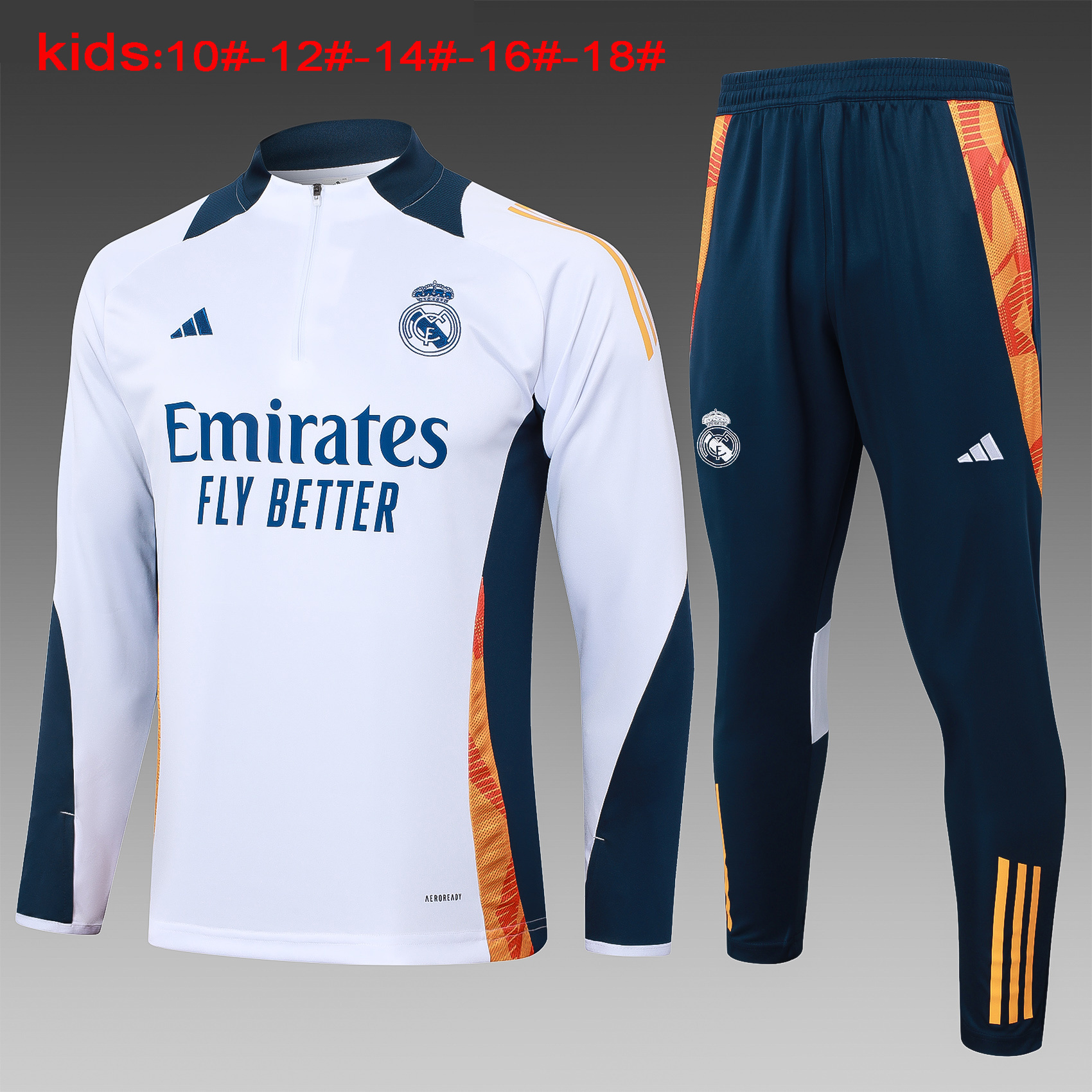 24-25 Real Madrid Kids Long Sleeve Training Suit Football Shirts