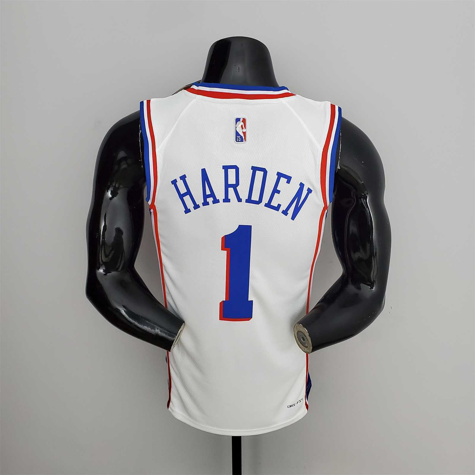 75th Anniversary Philadelphia 76ers HARDEN#1 White NBA Jersey 9
