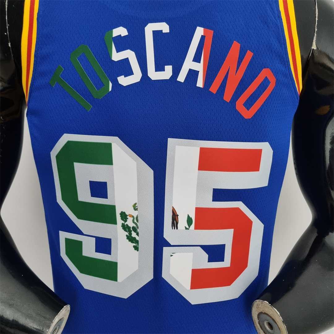 Toscano#95 Golden State Warriors Mexico Exclusive Blue NBA Jersey 7