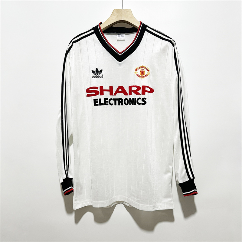 82-83 Manchester United away white long sleeve retro jersey