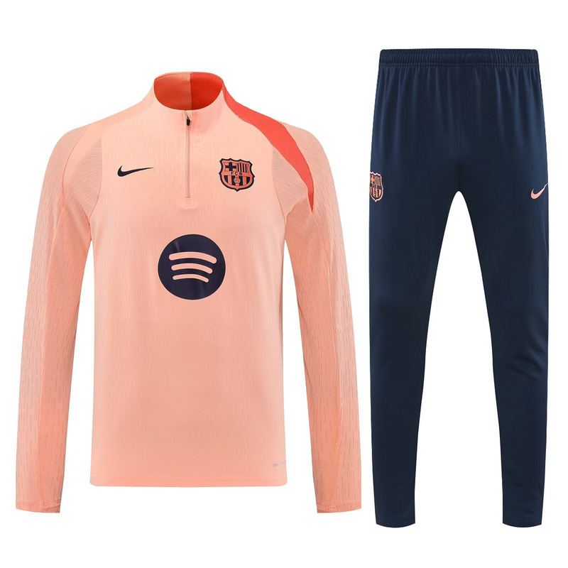 25-26 Barcelona Orange Training Kits Long Football Tracksuits