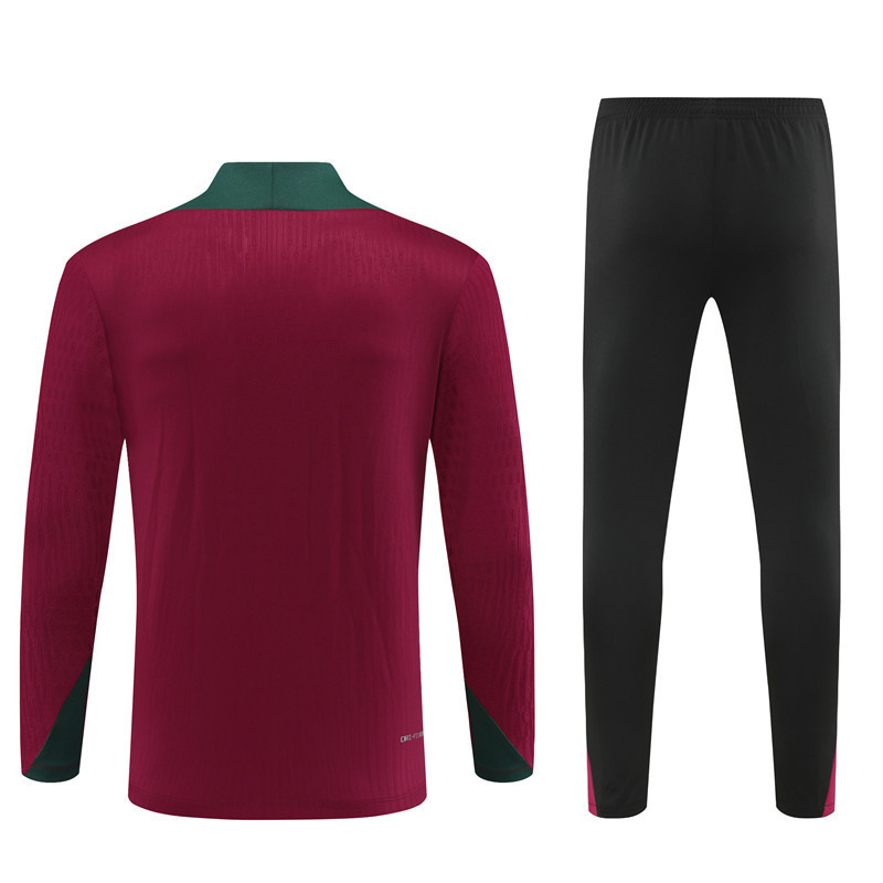 24-25 PSG Red Player Version Long Sleeve Training Suit Football Shirts 3