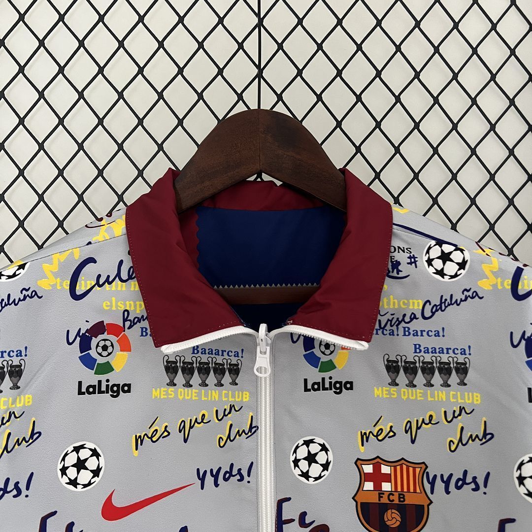 23-24 Barcelona Reversible Windbreaker Red&White Double-Sides Jacket Best Jerseys Yupoo 3