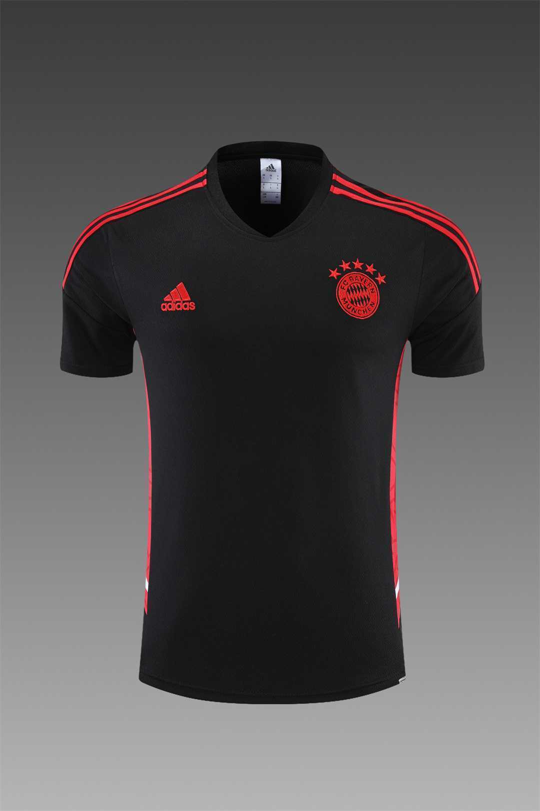 22-23 Bayern Munich training suit short sleeve kit red black 10
