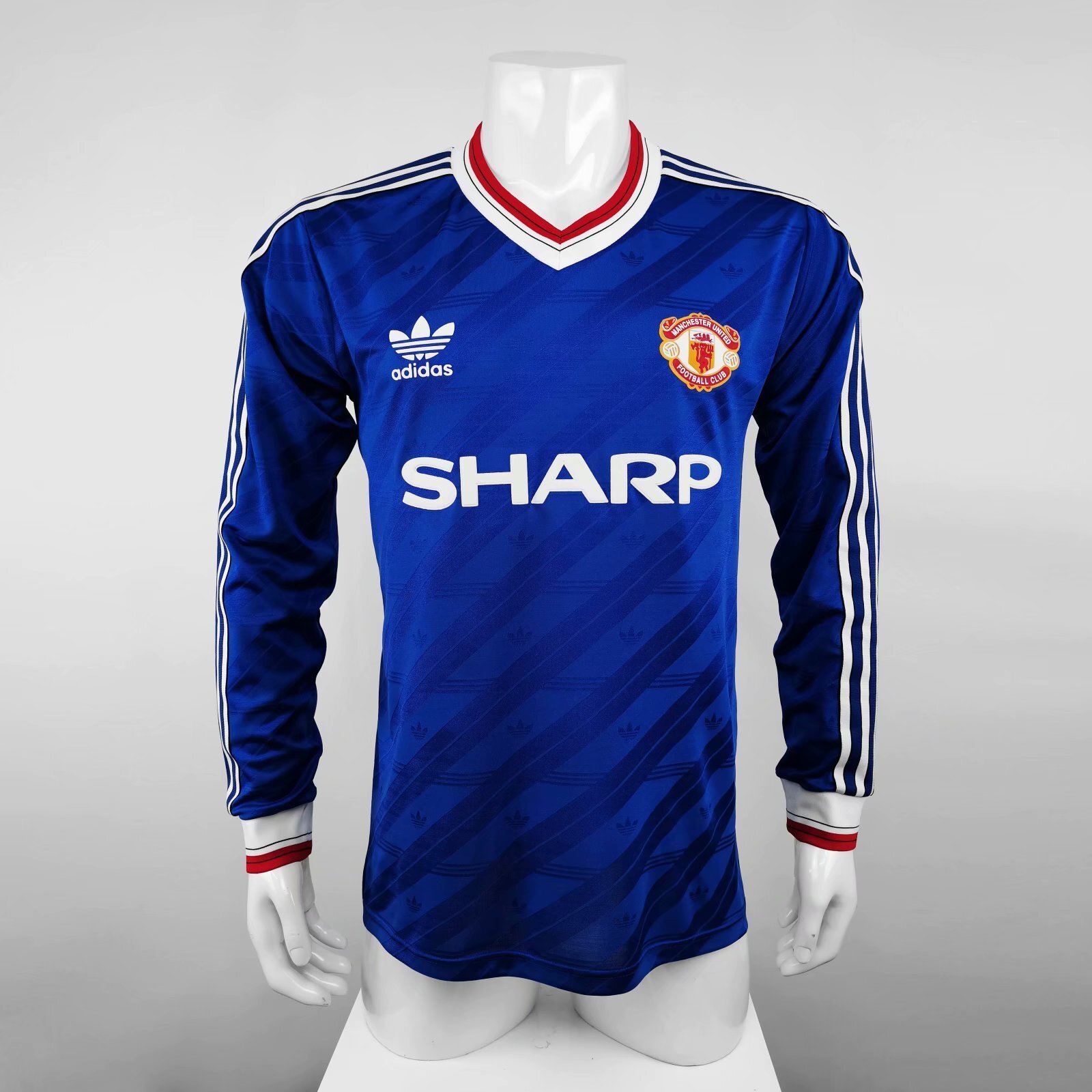 86-88 Manchester United away blue long sleeve player version